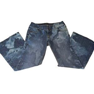 Lands End Womens Size 8 Blue  Flare Jeans 28x28 Custom Bleached Distressed